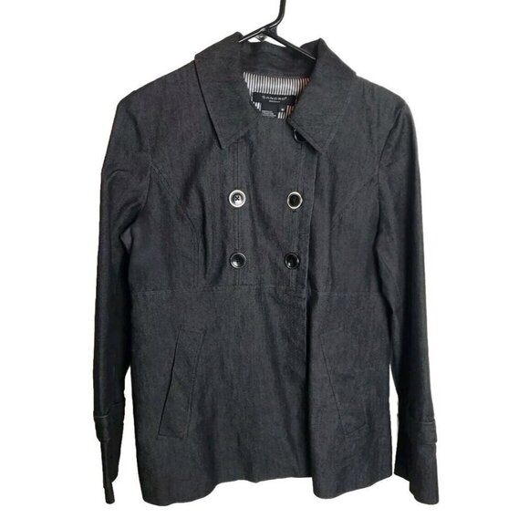 Sandro Sportswear Jacket Womens‎ Medium Black Double Breasted Classic Military - Picture 1 of 9